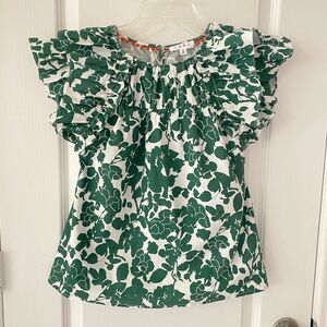 THML GREEN FLORAL TOP SIZE M EUC